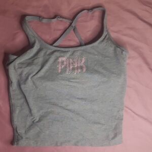 PINK Victoria's Secret Gray Camisole with Pink Logo